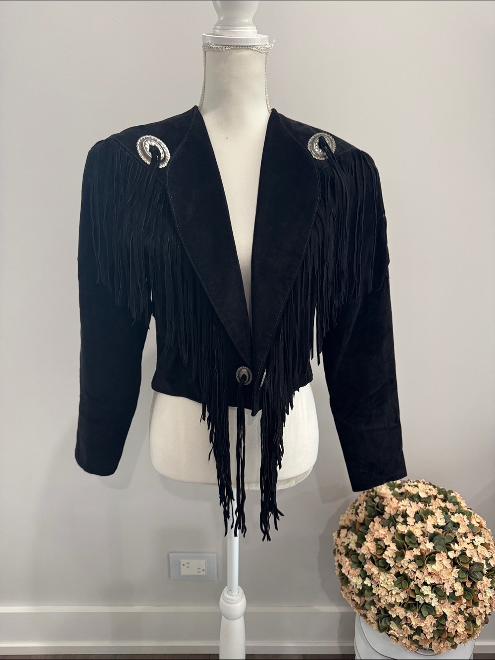 Oakridge VINTAGE SCULLY BLACK SUEDE FRINGE JACKET Sz 10